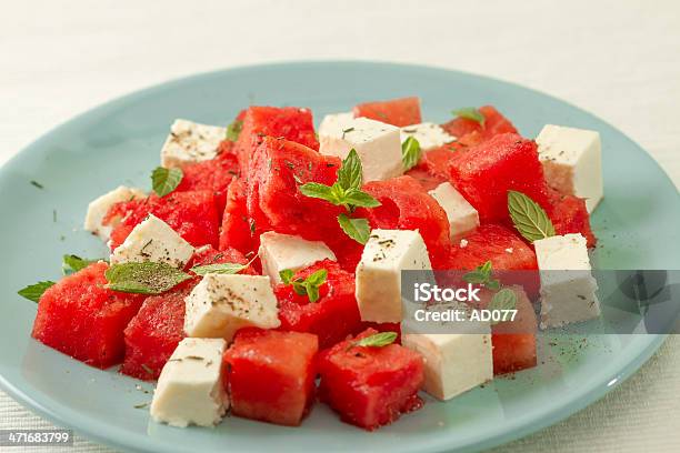 Insalata Con Anguria E Feta - Fotografie stock e altre immagini di Alimentazione sana - Alimentazione sana, Anguria, Antipasto