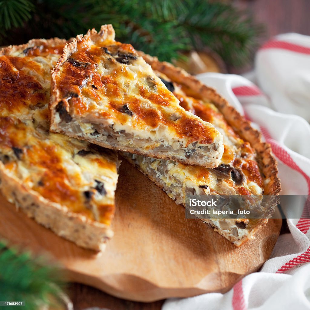 Hold Tart with cabbage and mushrooms, selective focus Cabbage Stock Photo