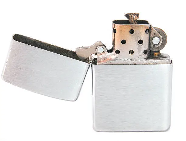 Photo of silver fire lighter - Zippo with copyspace