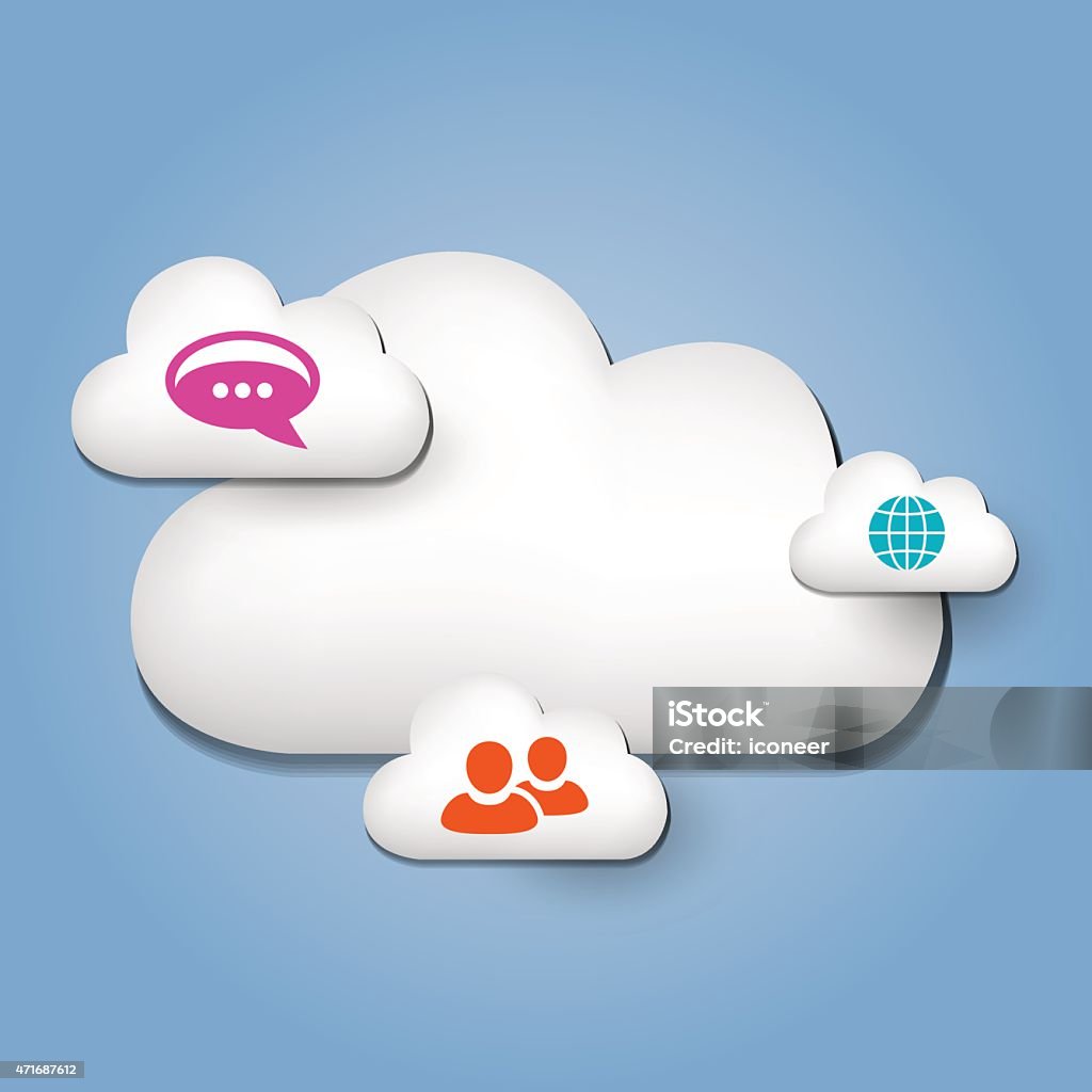 Cloud computing-illustration mit verschiedenen Kommunikation Symbole - Lizenzfrei 2015 Vektorgrafik