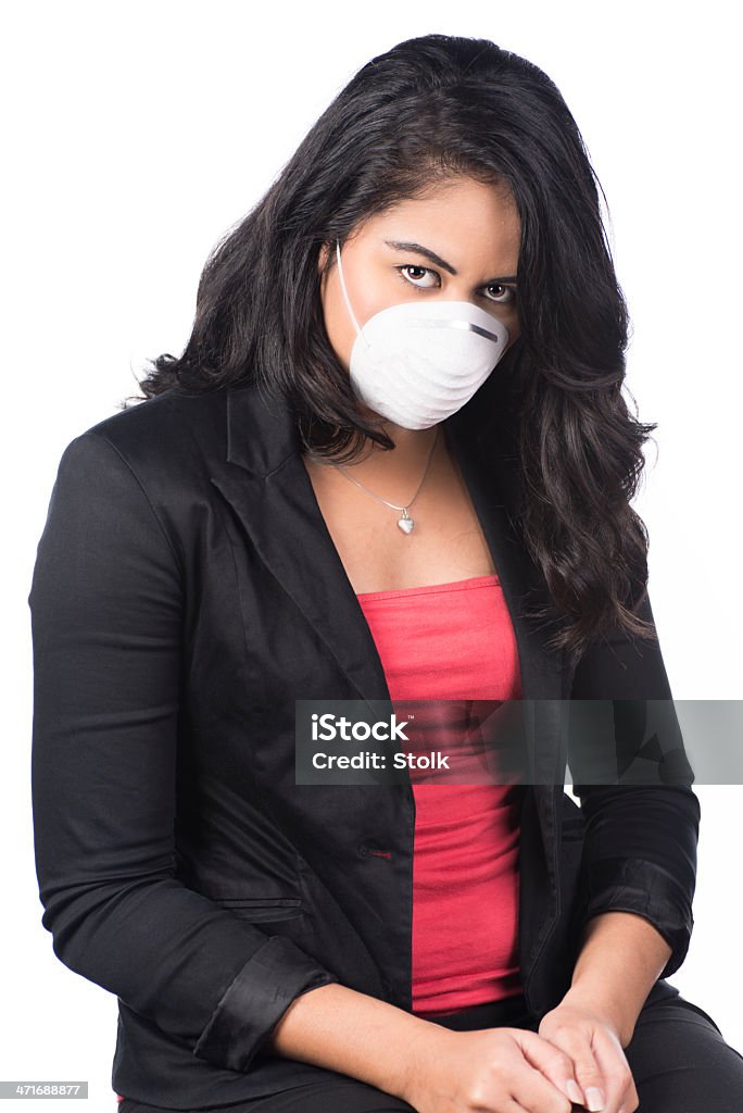 Be prepaired for the Flu A Polynesian girl with long black hair against a white background Adult Stock Photo