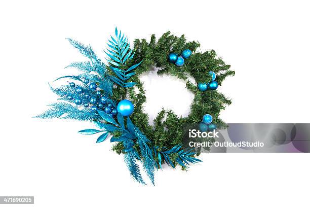 Blaugrünweihnachten Kranz Stockfoto und mehr Bilder von Kranz - Kranz, Stillleben, Weihnachten