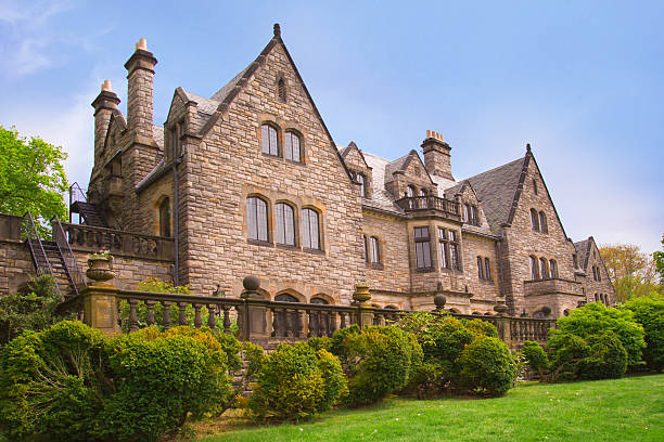 long island gold coast house - house residential structure building exterior stone zdjęcia i obrazy z banku zdjęć