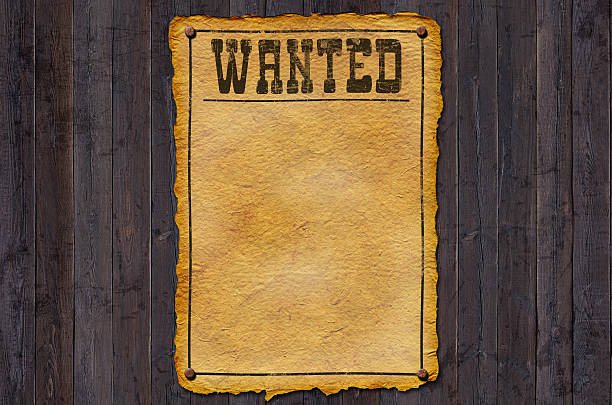 wanted mit rahmen - wanted poster wild west sign wood stock-fotos und bilder