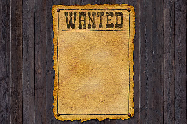 volevo con frame - wanted poster wild west sign wood foto e immagini stock