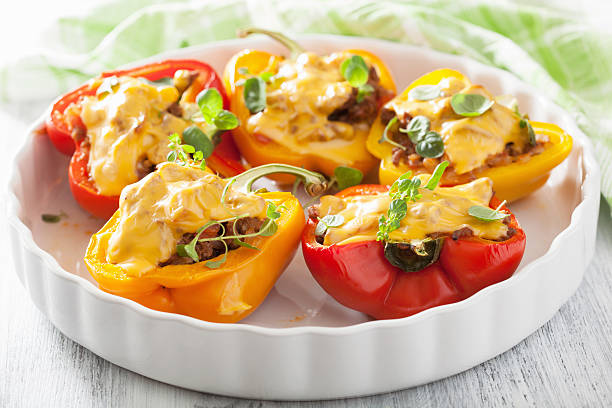 istock stuffed colorful peppers with meat cheese vegetables 471692300