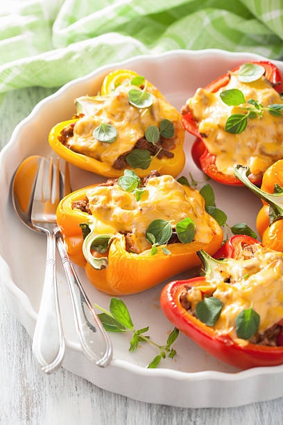 istock stuffed colorful peppers with meat cheese vegetables 471692302