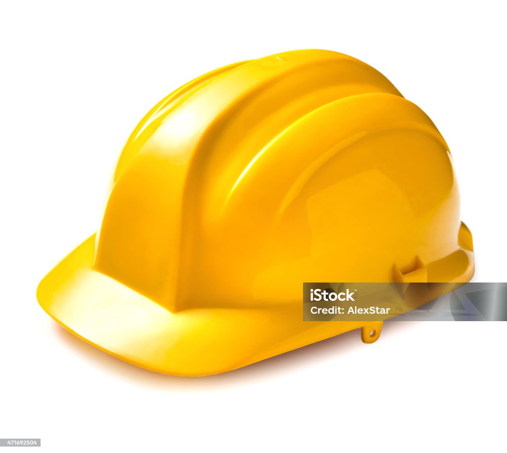 Yellow safety helmet Yellow safety helmet isolated on white background 2015 Stock Photo