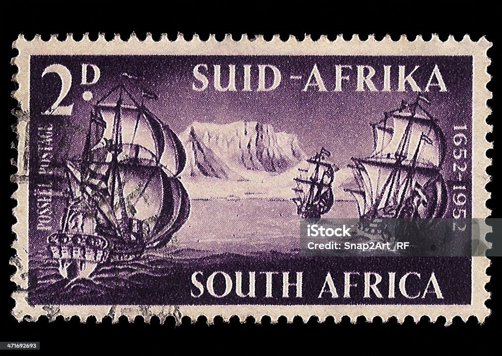 Południowej Afryki Znaczek pocztowy 3 statki 1952 - Zbiór zdjęć royalty-free (Republika Południowej Afryki)