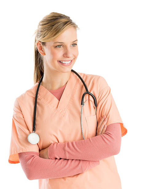 istock Nurse With Stethoscope Standing Arms Crossed 471694391