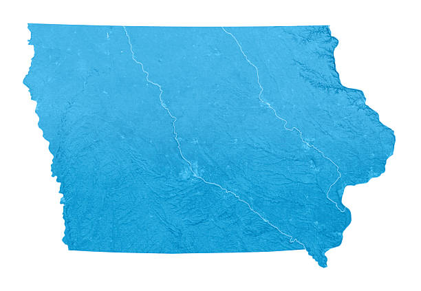 iowa mappa topografica isolato - iowa map foto e immagini stock