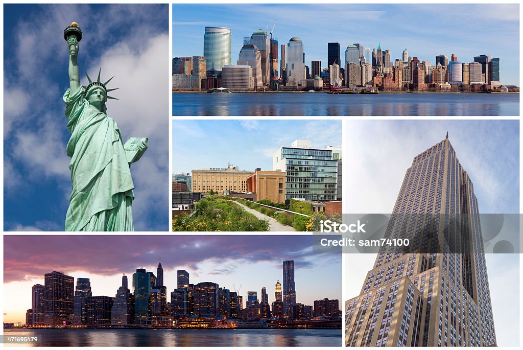 La ciudad de Nueva york, fotografía collage de monumentos famosos de Estados Unidos - Foto de stock de Imagen compuesta libre de derechos