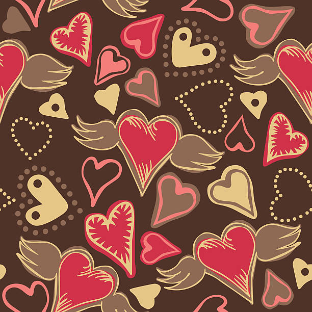 seamless doodle colorful hearts vector art illustration