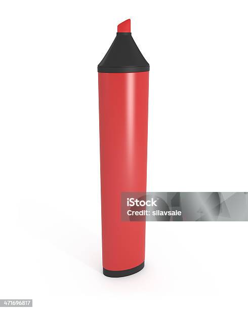 Marcador Rojo Aislado En Blanco Foto de stock y más banco de imágenes de Clip Art - Clip Art, Color negro, Forma