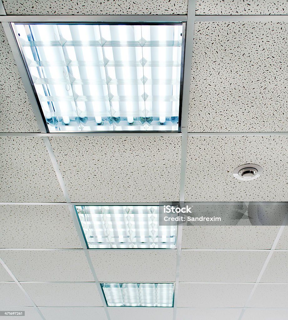 golf Rudyard Kipling Slime Suspended Ceiling With Fluorescent Lighting And Smoke Detectors Stock Photo  - Download Image Now - iStock