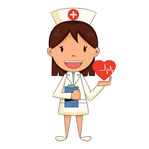 Vector illustration of Nurse holding heart