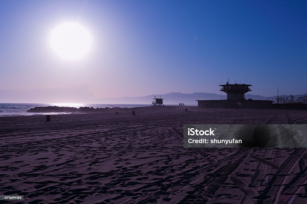 Píer de Santa Monica e o pôr-do-sol - Foto de stock de Califórnia royalty-free