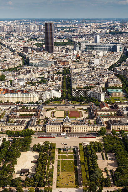 Aerial View on Champ de Mars from the Eiffel Tower Aerial View on Champ de Mars from the Eiffel Tower, Paris, France ecole stock pictures, royalty-free photos & images