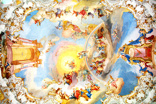 Rome - The detail of fresco on ceiling of church Chiesa del Jesu \