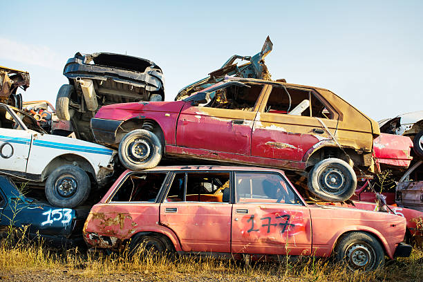 Scrap cars stock photo