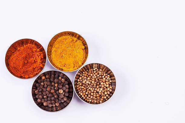 istock Curry, pepper,  paprika and coriander - white background. 471701261