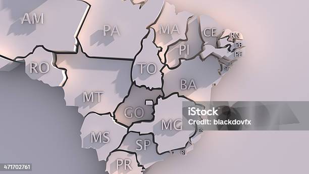 Brazil Map With States Stock Photo - Download Image Now - Map, Bahia State, Rondonia State