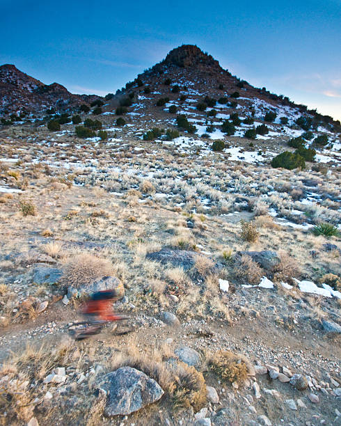 mountainbiken motion - travel destinations journey focus on foreground sonoran desert stock-fotos und bilder