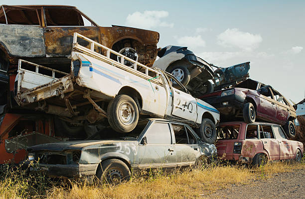 Recycling of cars stock photo