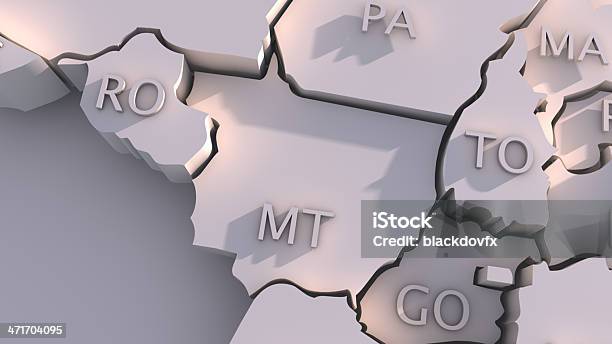 Brazil Map With States Stock Photo - Download Image Now - Mato Grosso do Sul State, Map, Three Dimensional