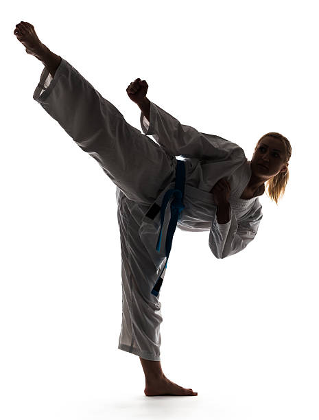 istock Martial training, silhouette at isolated white background 471704148