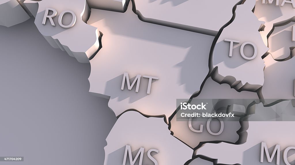 Brazil map with states 3D map of Federative Republic of Brazil with visible regions. Mato Grosso do Sul State Stock Photo