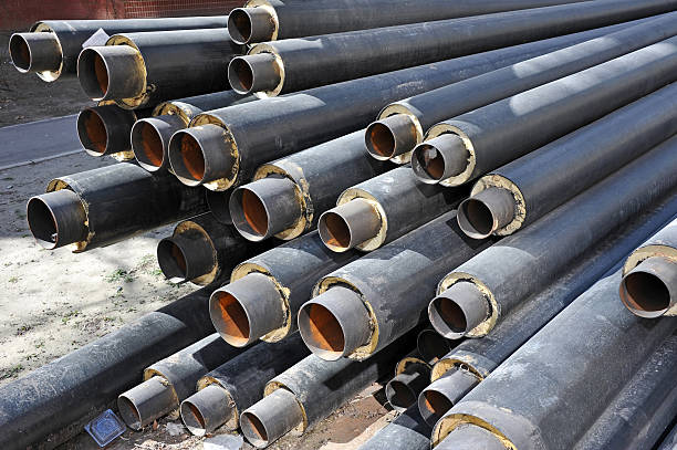 istock Steel pipe with heat insulation 471704572