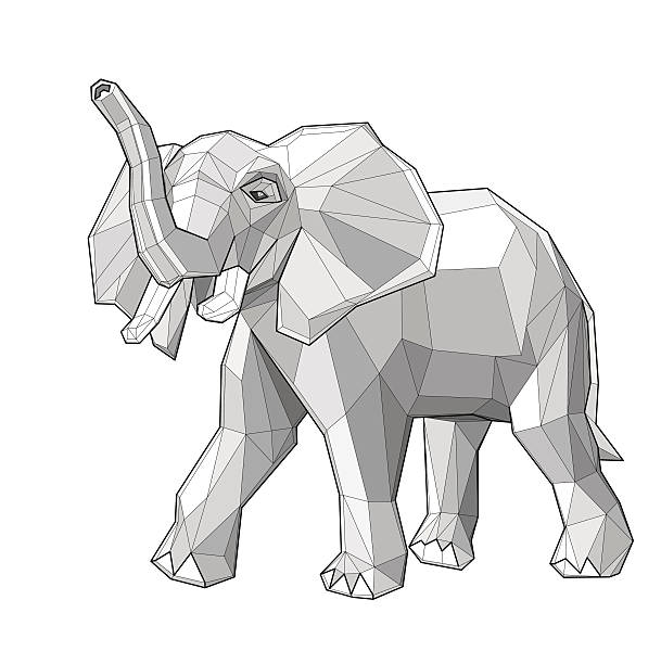 Elephant - vector illustration Elephant. Low polygon linear vector illustration sketches of elephants background stock illustrations