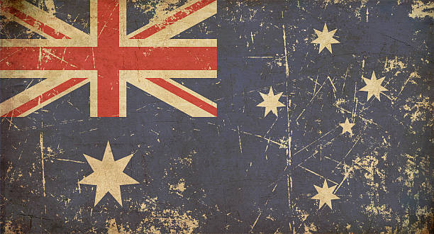 Australian Aged Flat Flag Illustration of an rusty, grunge, aged Australian flag. southern cross stock illustrations