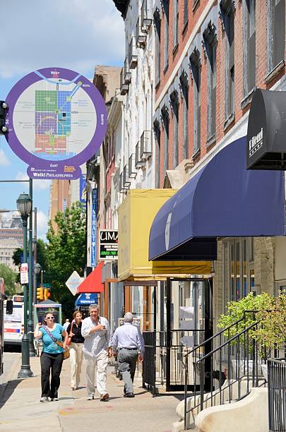 Philadelphia, USA - June 7, 2012: People walking down a street in vibrant downtown Philadelphia.