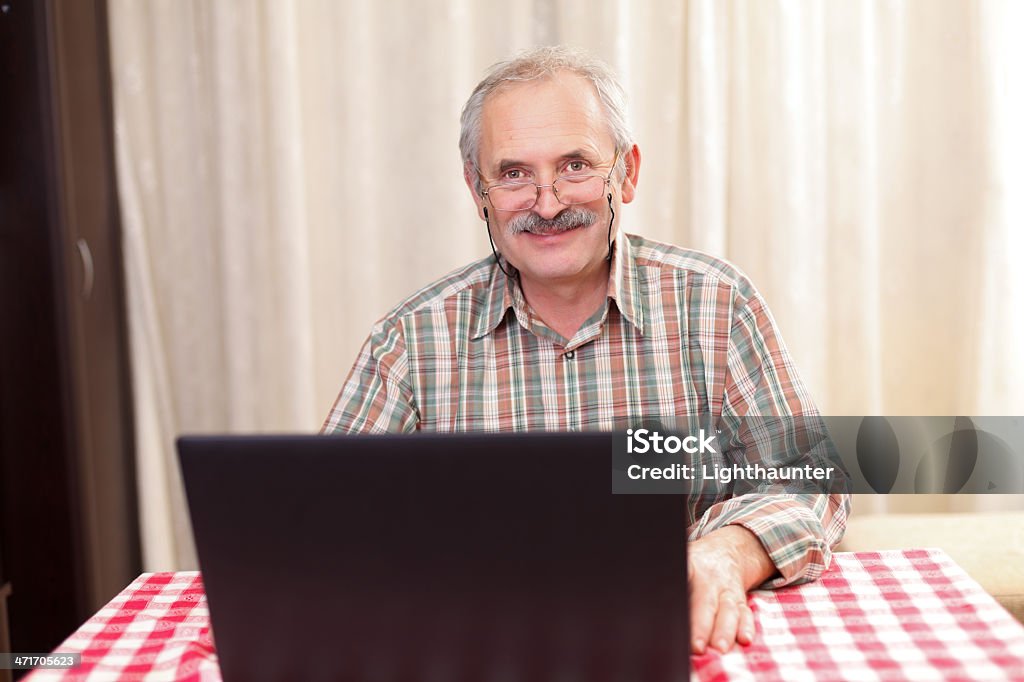 Old Man Using Technology Stock Photo - Download Image Now - Adult ...