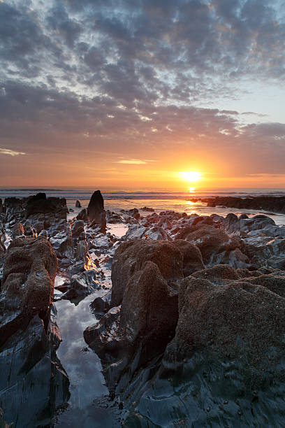 tramonto woolacombe costa nord devon - woolacombe foto e immagini stock