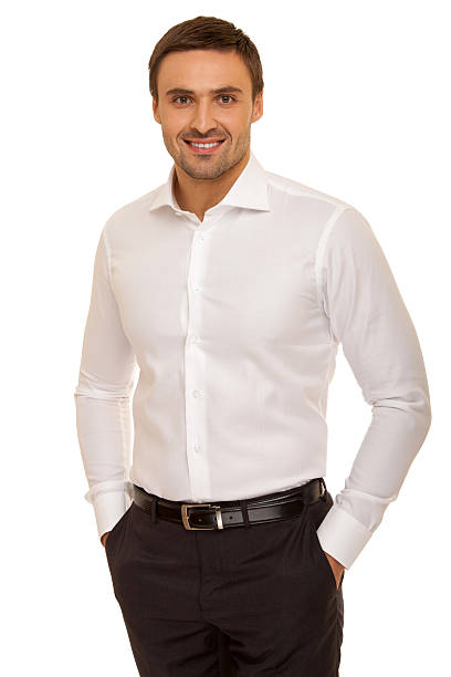 istock Well-dressed man. Charismatic businessman standing on white background 471707602