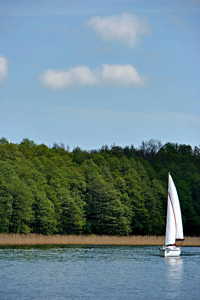 Yacht sailing on the lake, Masuria, Mazury, Poland