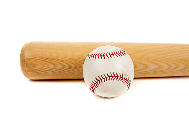 istock Baseball and wooden bat on white 471708373