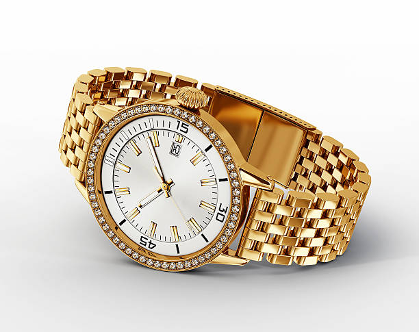 watch golden watch isolated on a white background luxury watches stock pictures, royalty-free photos & images