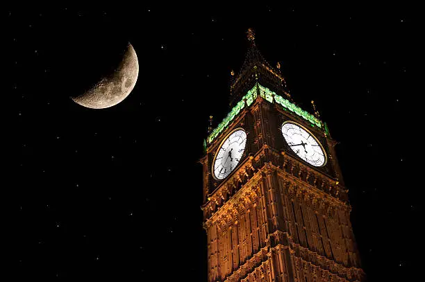 Photo of Big Ben under the moon