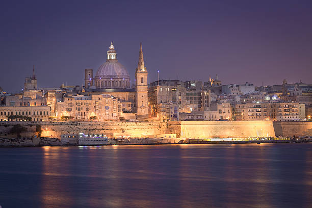 Night view of Valletta, Malta