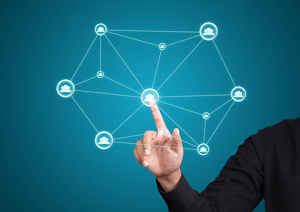 istock Male hand pressing social media icon 471718189
