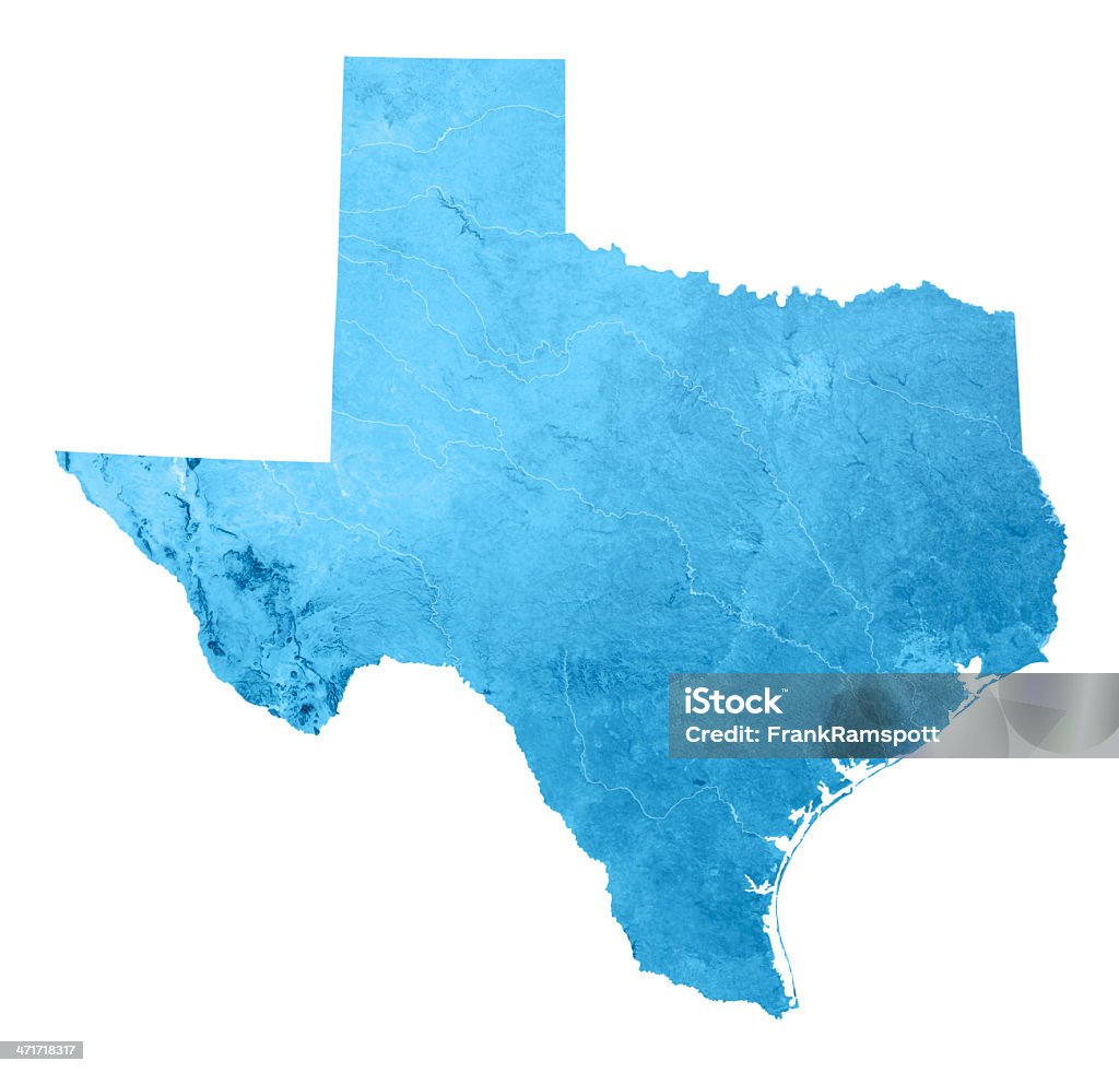 텍샤스 Topographic 맵 격리됨에 - 로열티 프리 텍사스 스톡 사진