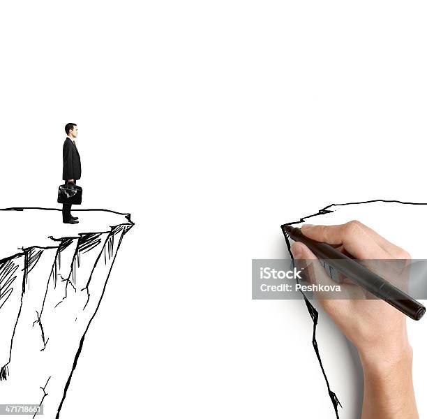 Businessman On Rock Stock Photo - Download Image Now - Achievement, Adult, Bag