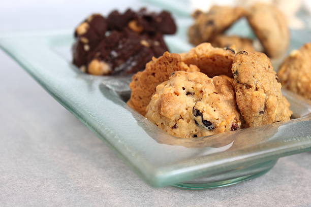istock cclose up  Cookies on plate glass 471720899