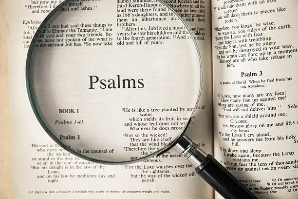 CHIANGMAI, THAILAND, March 17,2015. Reading The New International Version of the Holy Bible on the book of " psalms " at home. March 17,2015