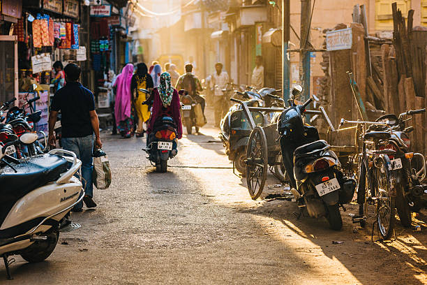 Afternoon in Jodhpur Afternoon in a crowded street of Jodhpur's Blue City. india crowd stock pictures, royalty-free photos & images