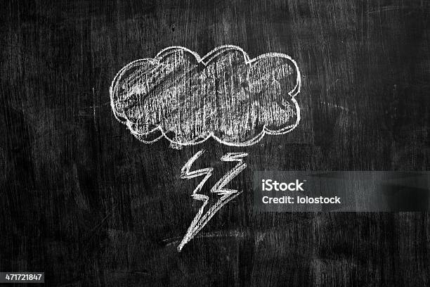 Tiza De Thundercloud En Pizarra Foto de stock y más banco de imágenes de Aprender - Aprender, Color negro, Con textura